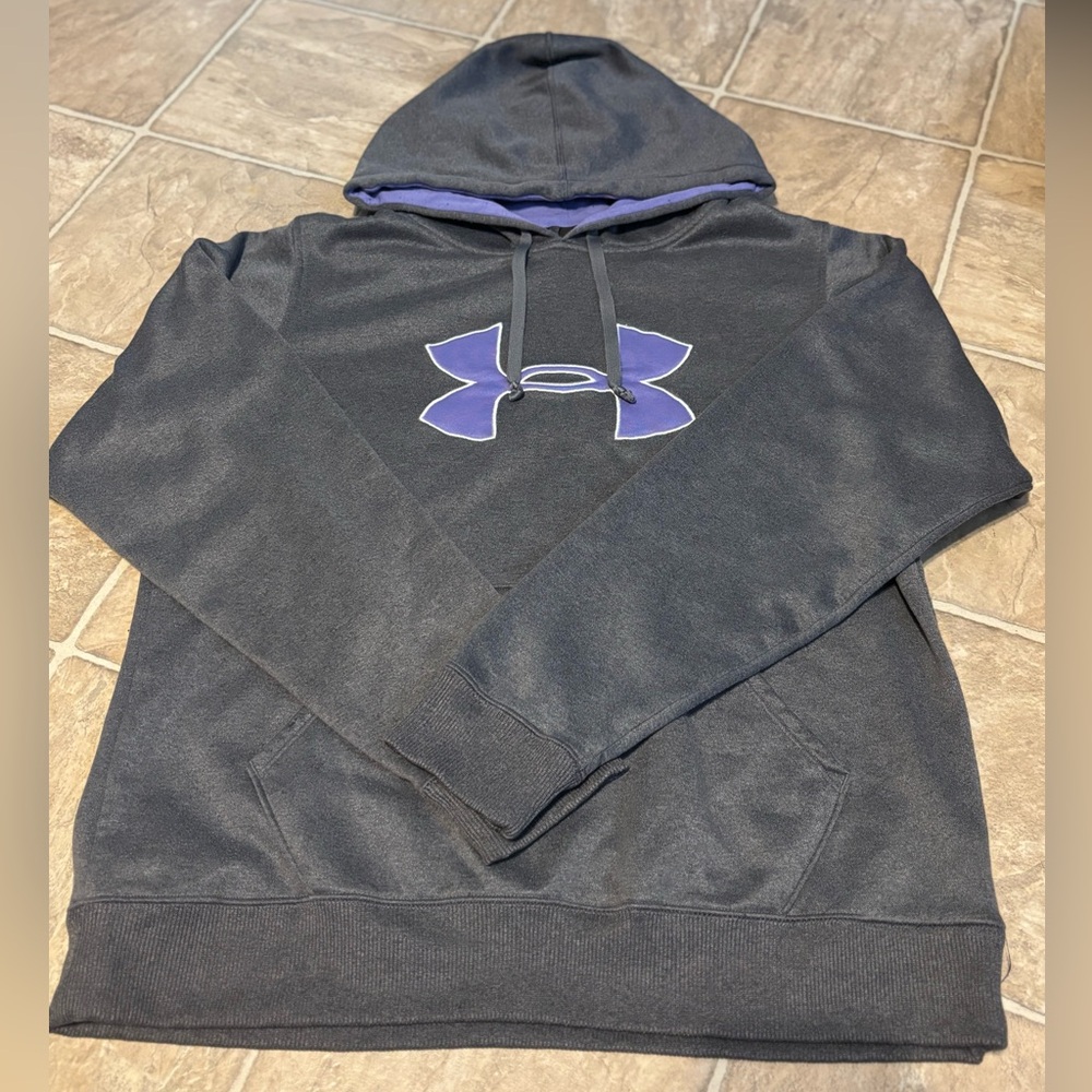 Under Armour Gray and Purple Hoodie Athletic Top